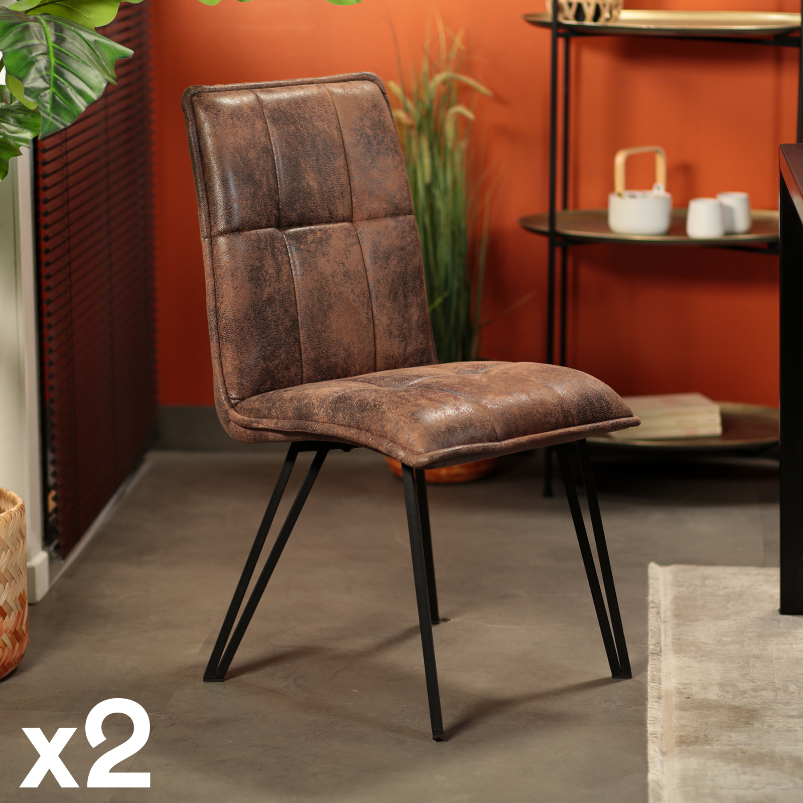 Chaise de salle à manger havane avec pieds épingle (lot de 2) MALMOE