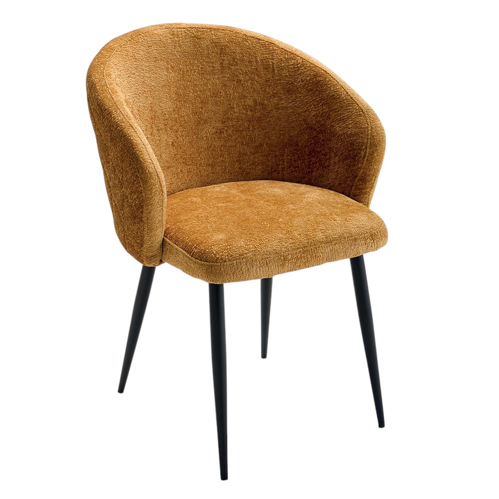 Chaise dossier rond tissu moutarde (lot de 2) IENA