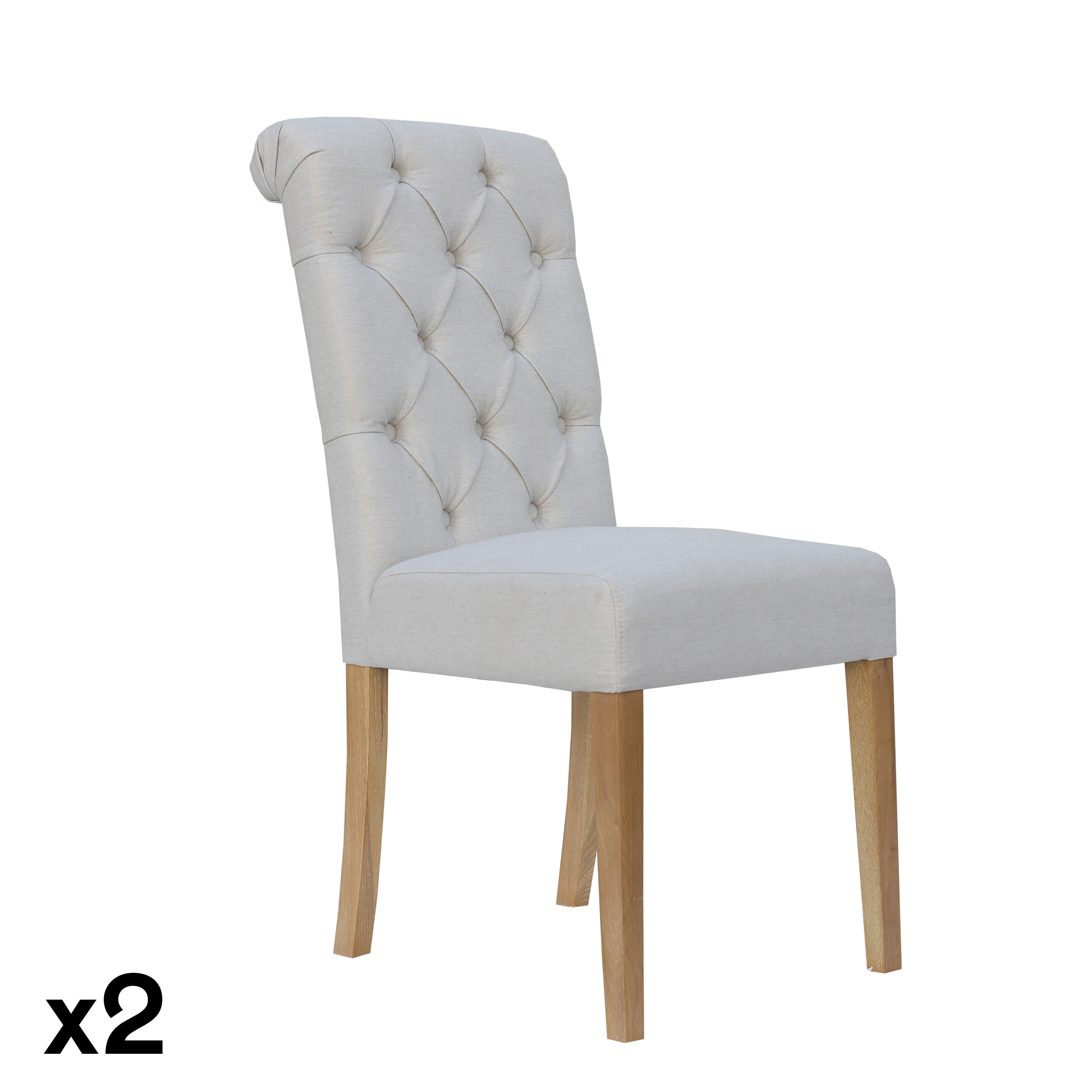 Chaise en tissu écru capitonné (lot de 2) COTTAGE