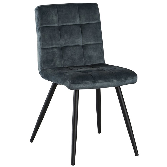 Chaise en velours capitonné bleu pétrole MALMOE (lot de 2)