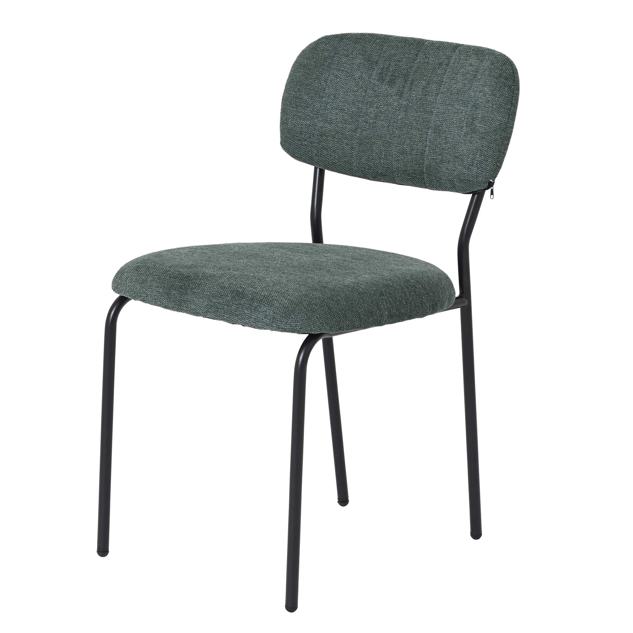 Chaise tissu vert foncé style écolier (lot de 2) MALANG