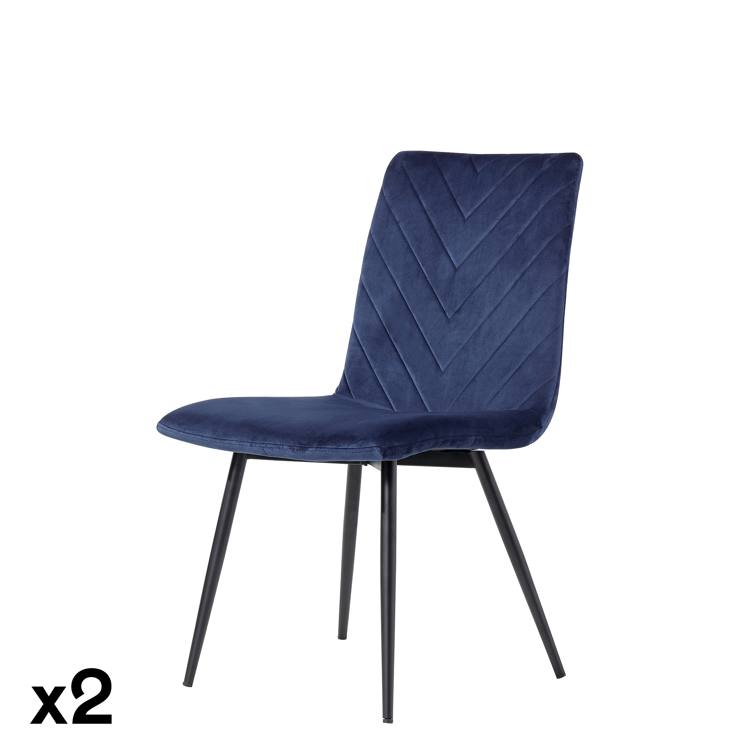 Chaise velours bleu (lot de 2) PIANA