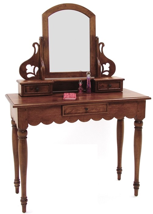Coiffeuse avec miroir 3 tiroirs hévéa 100x45x143cm TRADITION