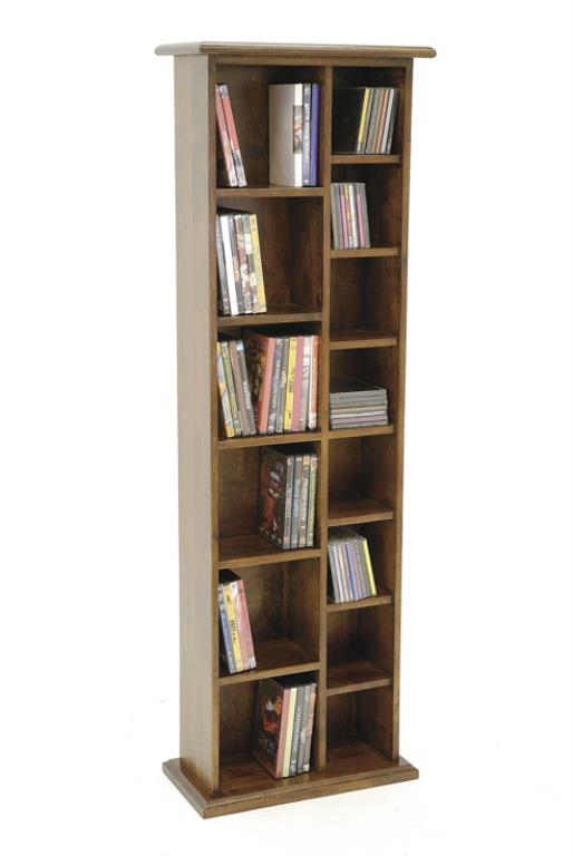 Colonne double range CD/DVD hévéa 47x24x146cm TRADITION