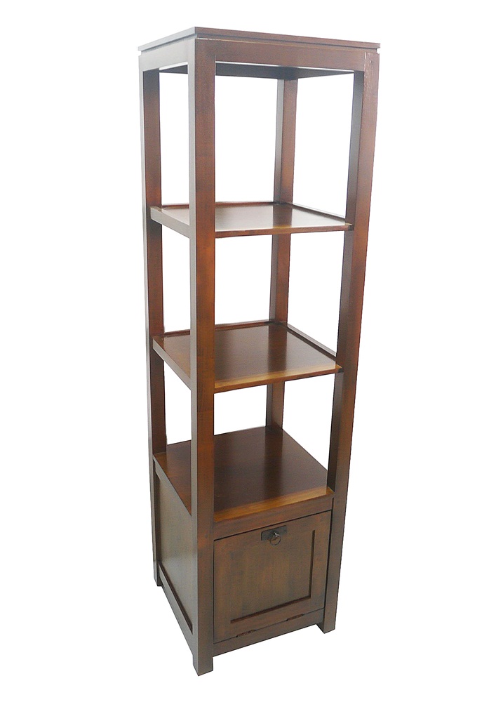 Colonne ouverte Hévéa 1 portes, 3 étages, 45X45X162,4CM HELENA
