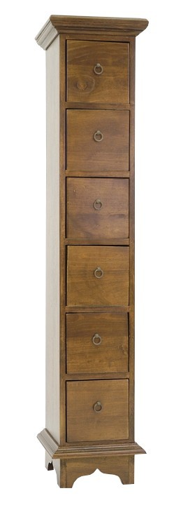 Colonne Range CD Hévéa 6 tiroirs 26x26x122cm MAORI