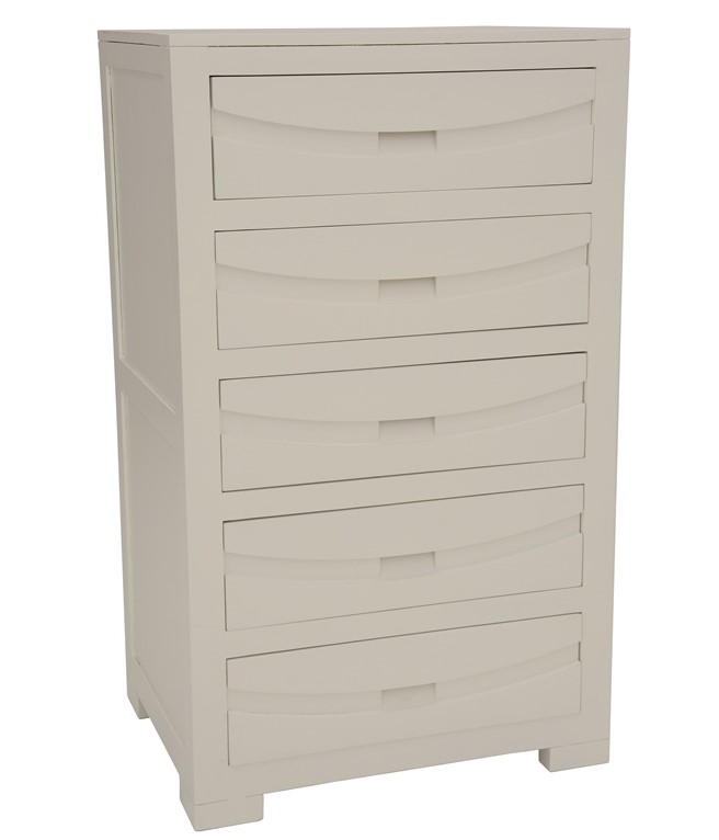 Commode Chiffonnier Hévéa 5 tiroirs 65x50x110cm NIAGARA