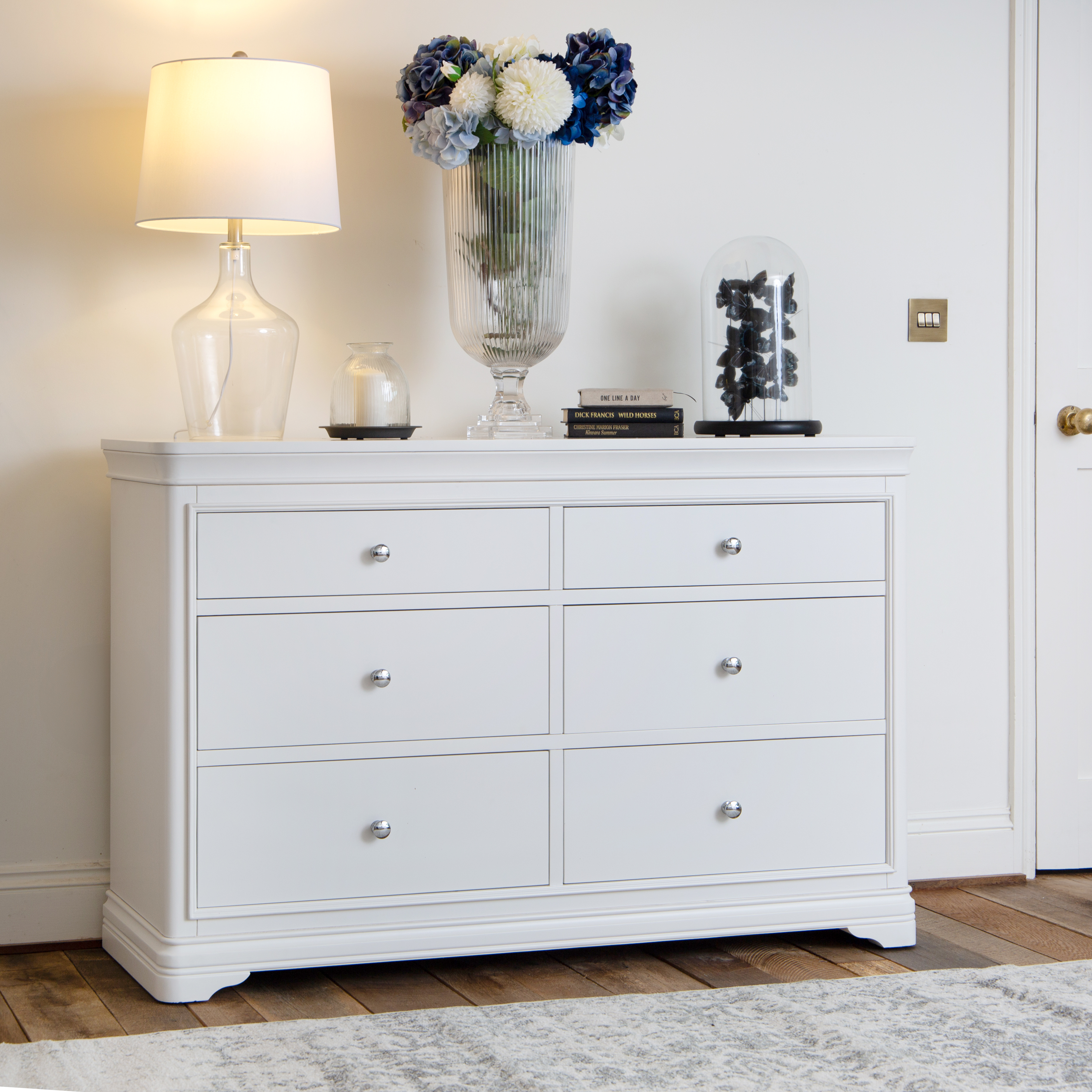 Commode de chambre blanche 6 tiroirs ANDROS