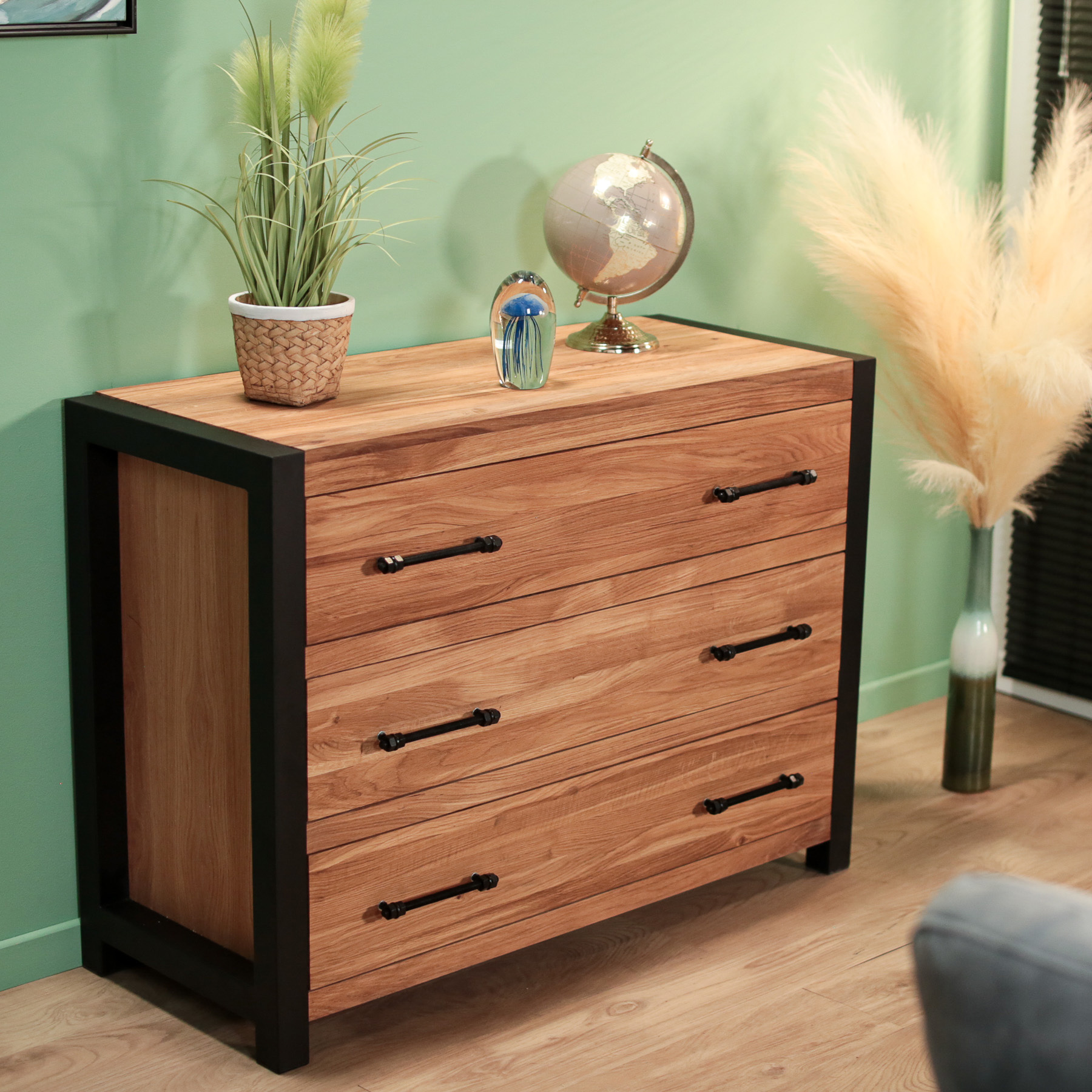 Commode en chêne huilé 3 tiroirs FERSCOTT 2