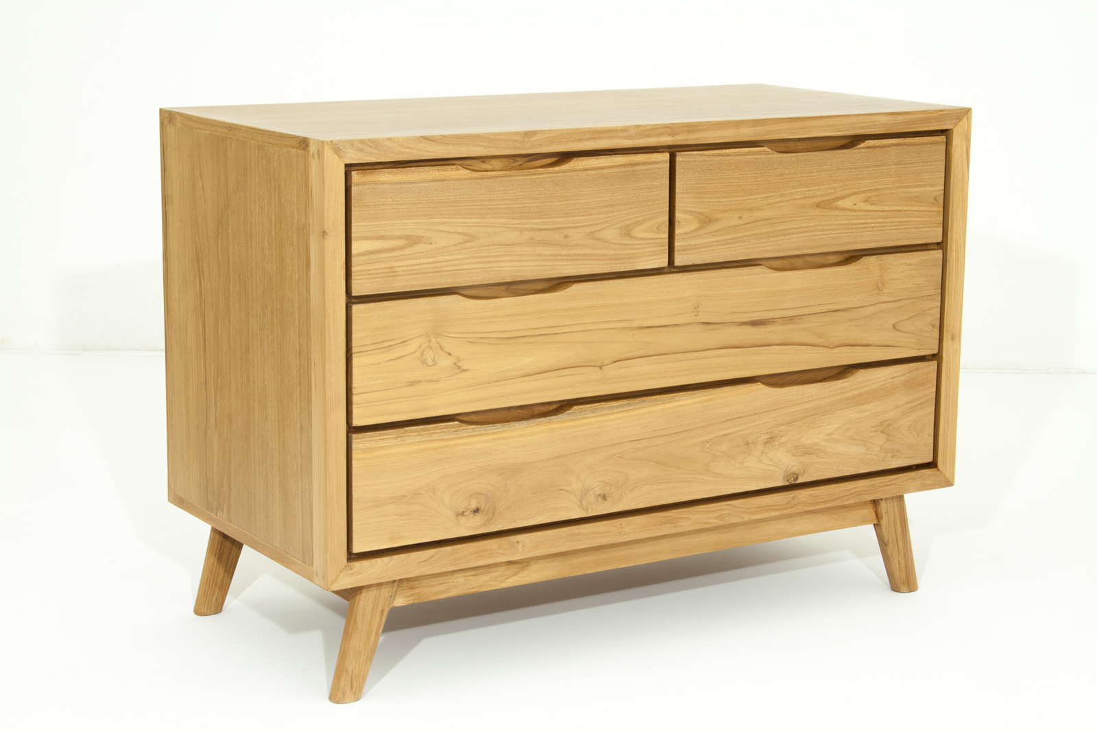 Commode en Teck massif naturel 4 tiroirs 100x48x70cm FIFTEES