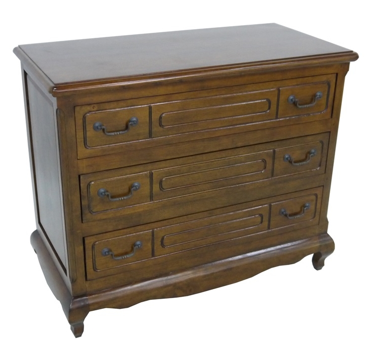 Commode "France" Hévéa 3 tiroirs, pieds galbés 100x50x83cm TRADITION