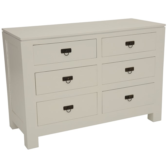 Commode Hévéa 6 tiroirs 115x48x80cm HELENA