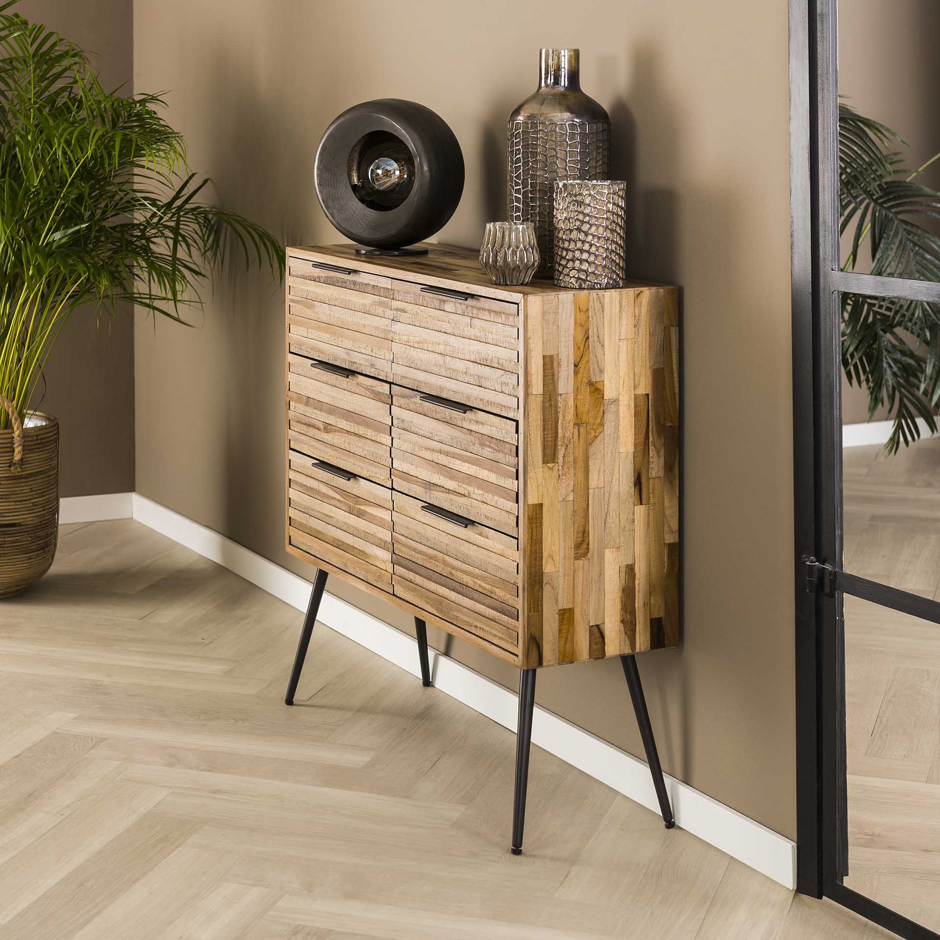 Commode moderne en bois de teck recyclé JAVA