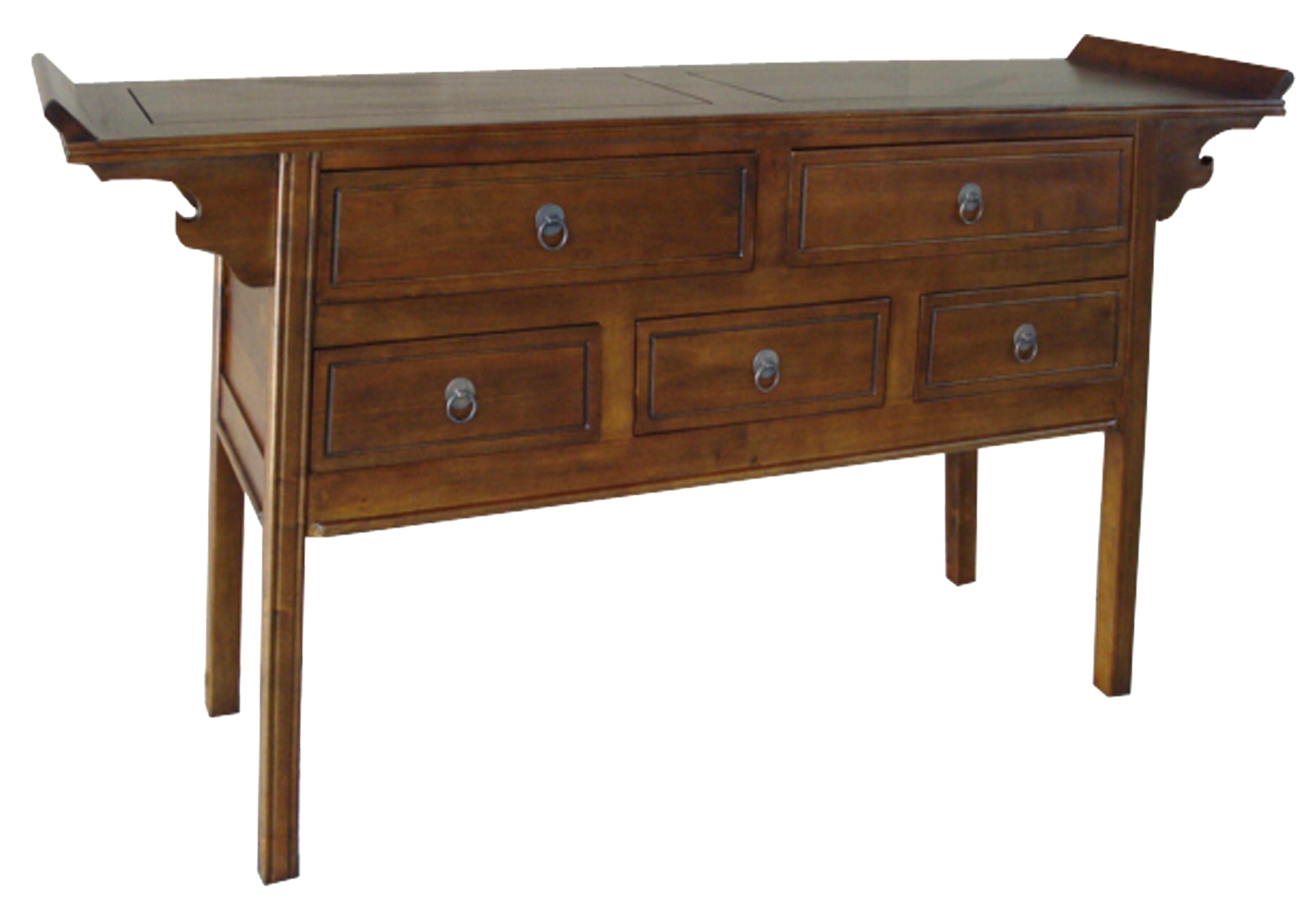 Console chinoise 5 tiroirs hévéa 170x50x89cm MAORI