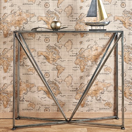 Console d'entrée design tiges métal et verre trempé HIMALAYA