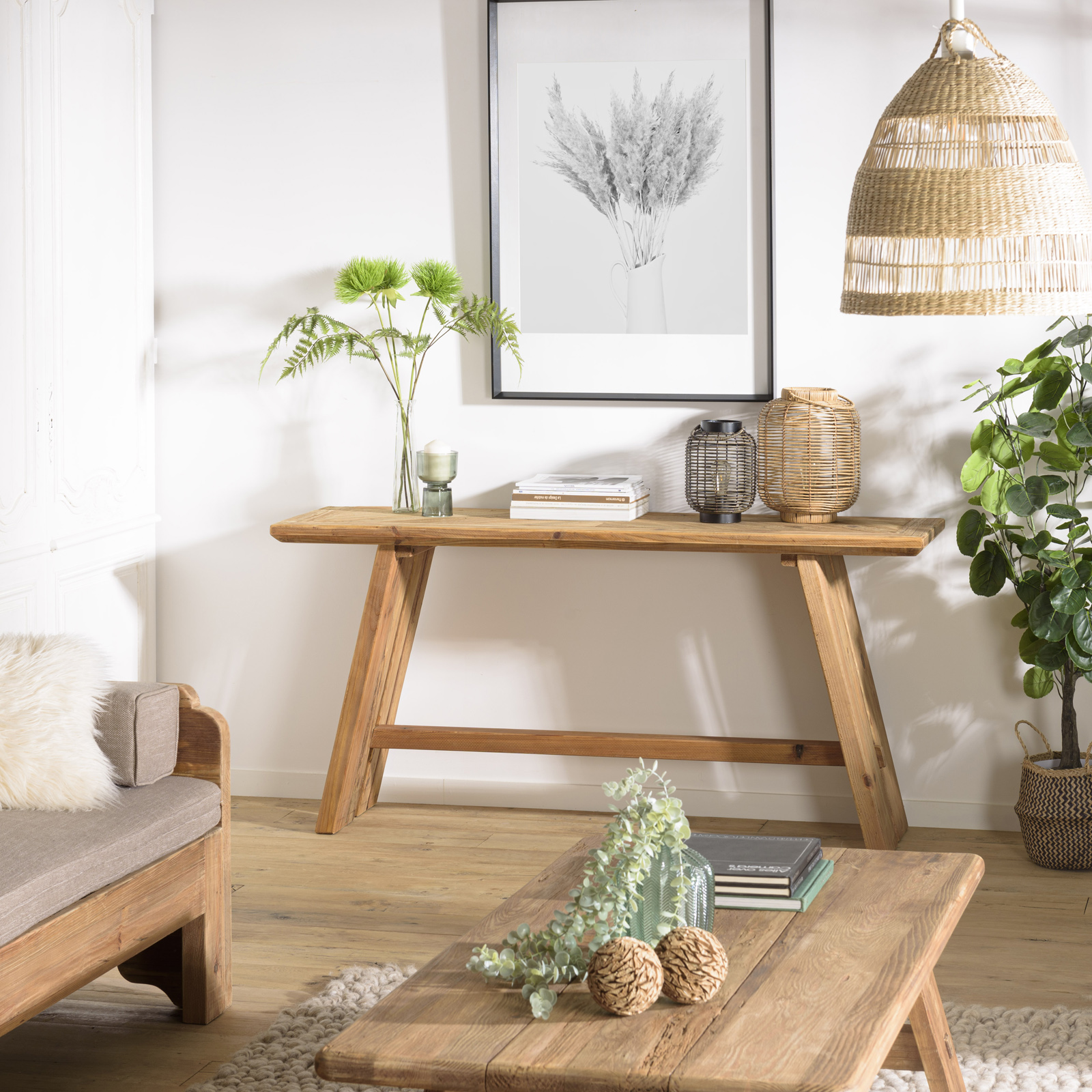 Console d'entrée en bois recyclé 160 cm DENVER