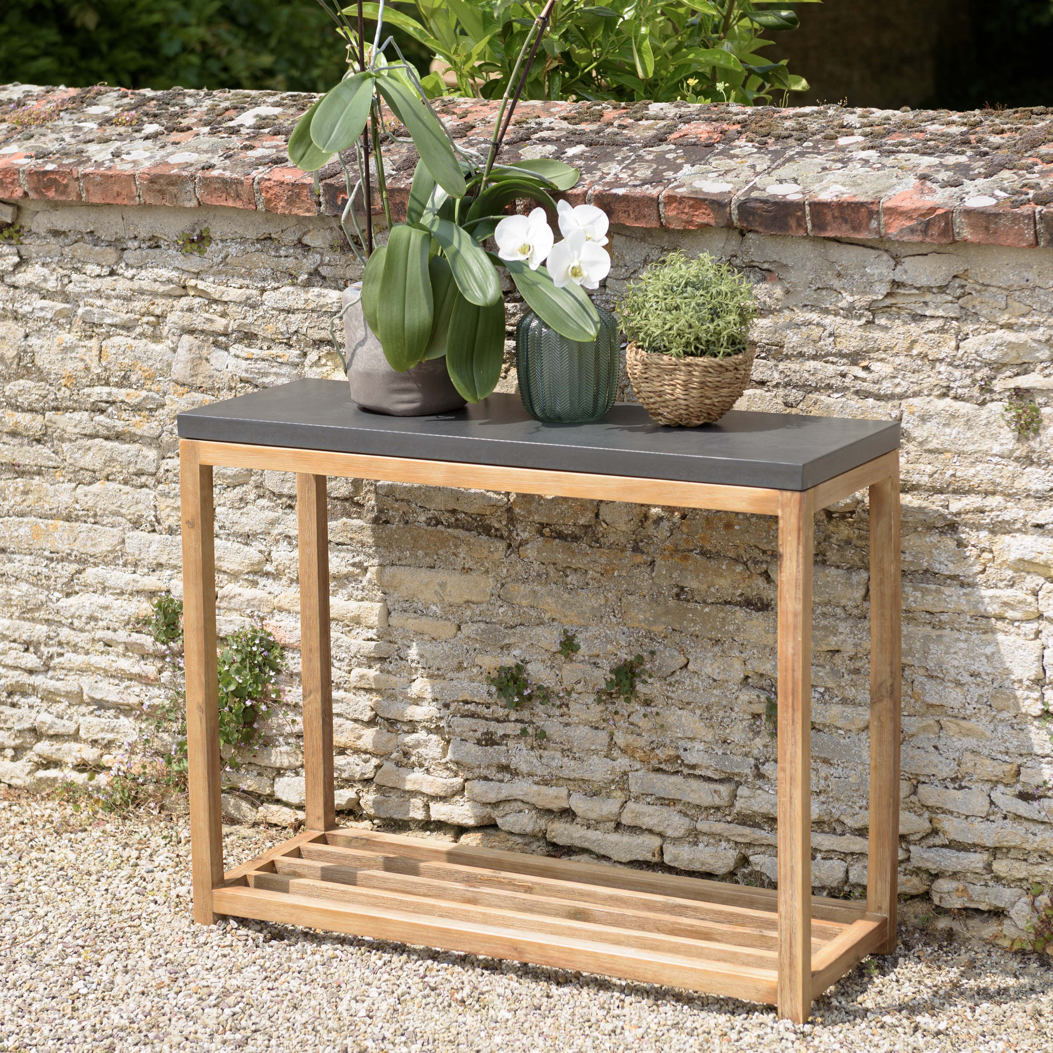 Console pour jardin bois et résine effet béton 95,5 cm HERCULE