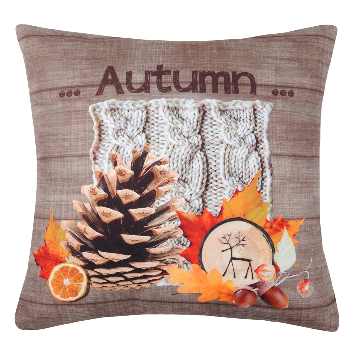 Coussin carré "AUTUMN" taupe 40x40cm MONTEA