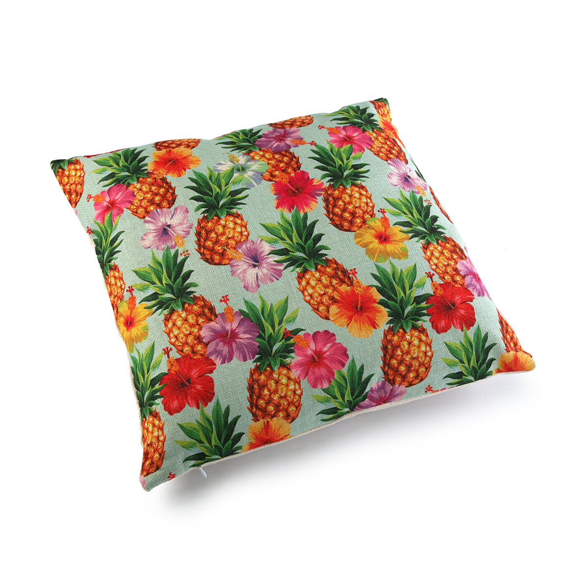 Coussin carré épais en tissu coloré motif ananas 45x15x45cm