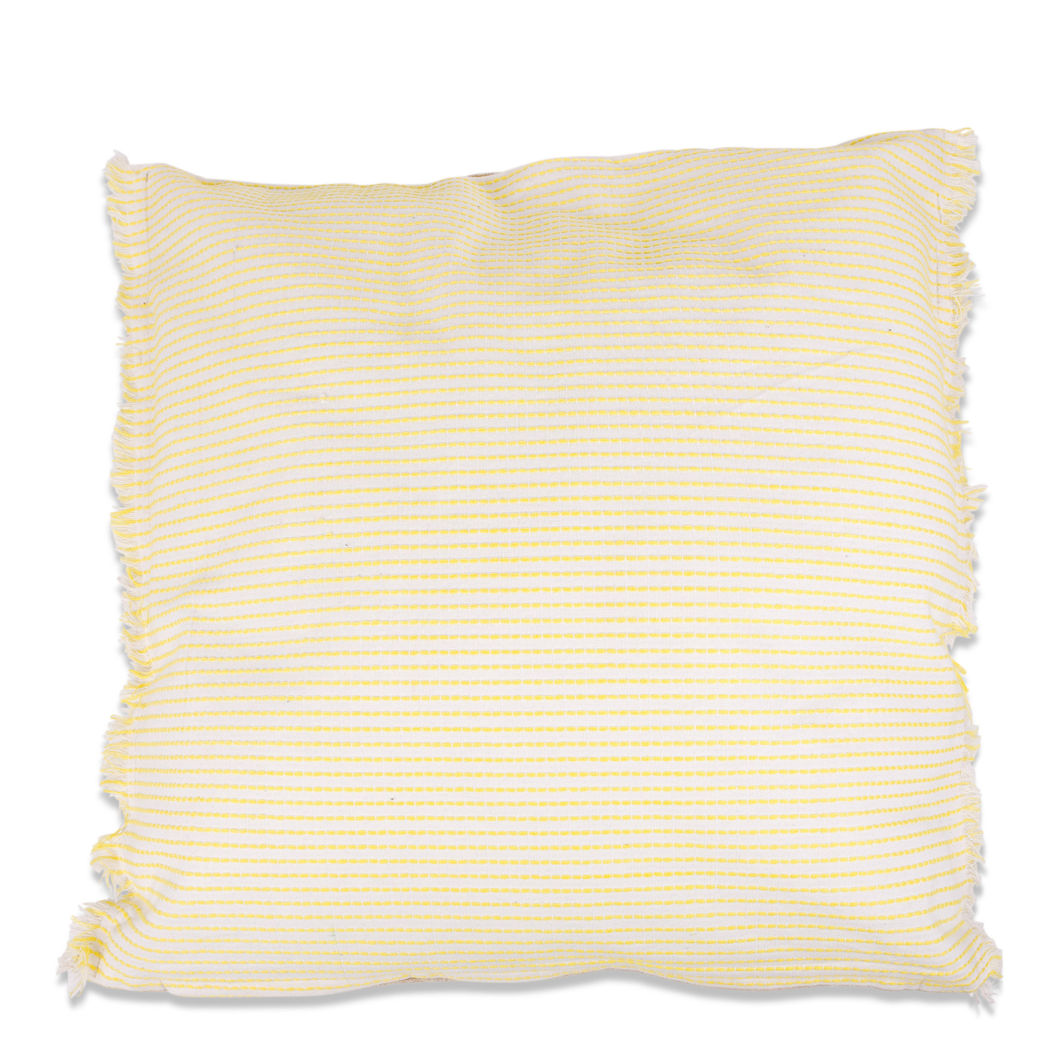 Coussin de décoration jaune clair à franges