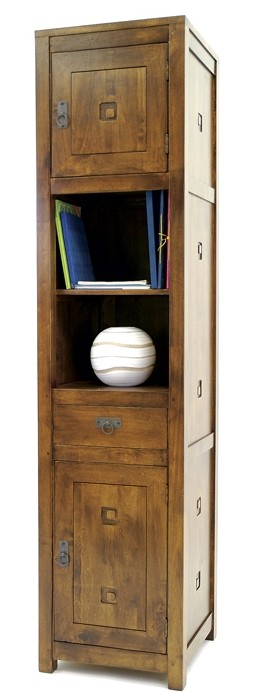 Etagère colonne 2 portes 1 tiroir hévéa H190cm TESSA