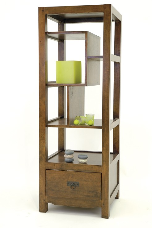 Etagère colonne destructurée hévéa 128cm MAORI