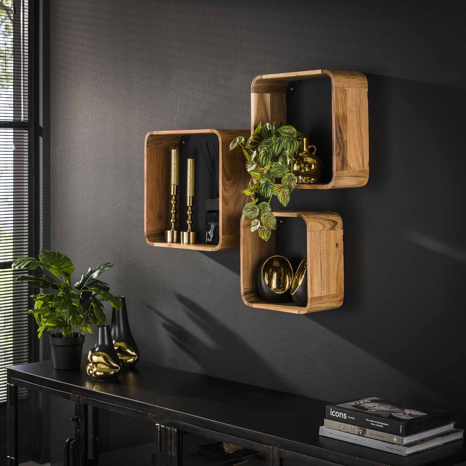 Etagère cube murale en bois d'acacia (lot de 3) MELBOURNE