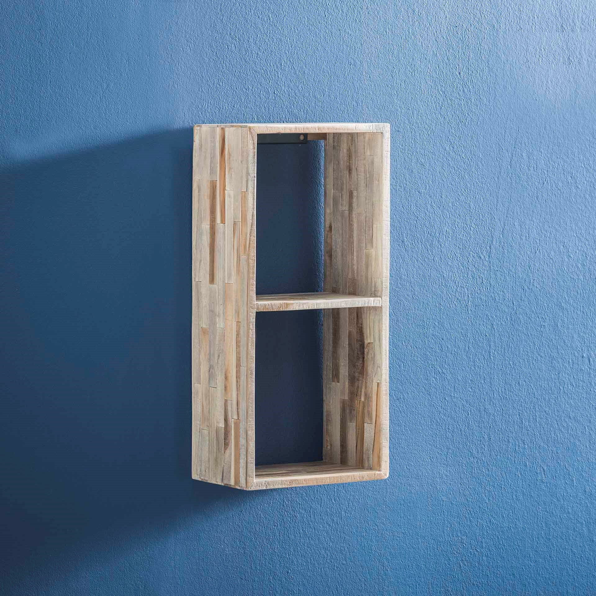 Etagère cube verticale bois de teck recyclé finition vieillie 65 cm JAVA