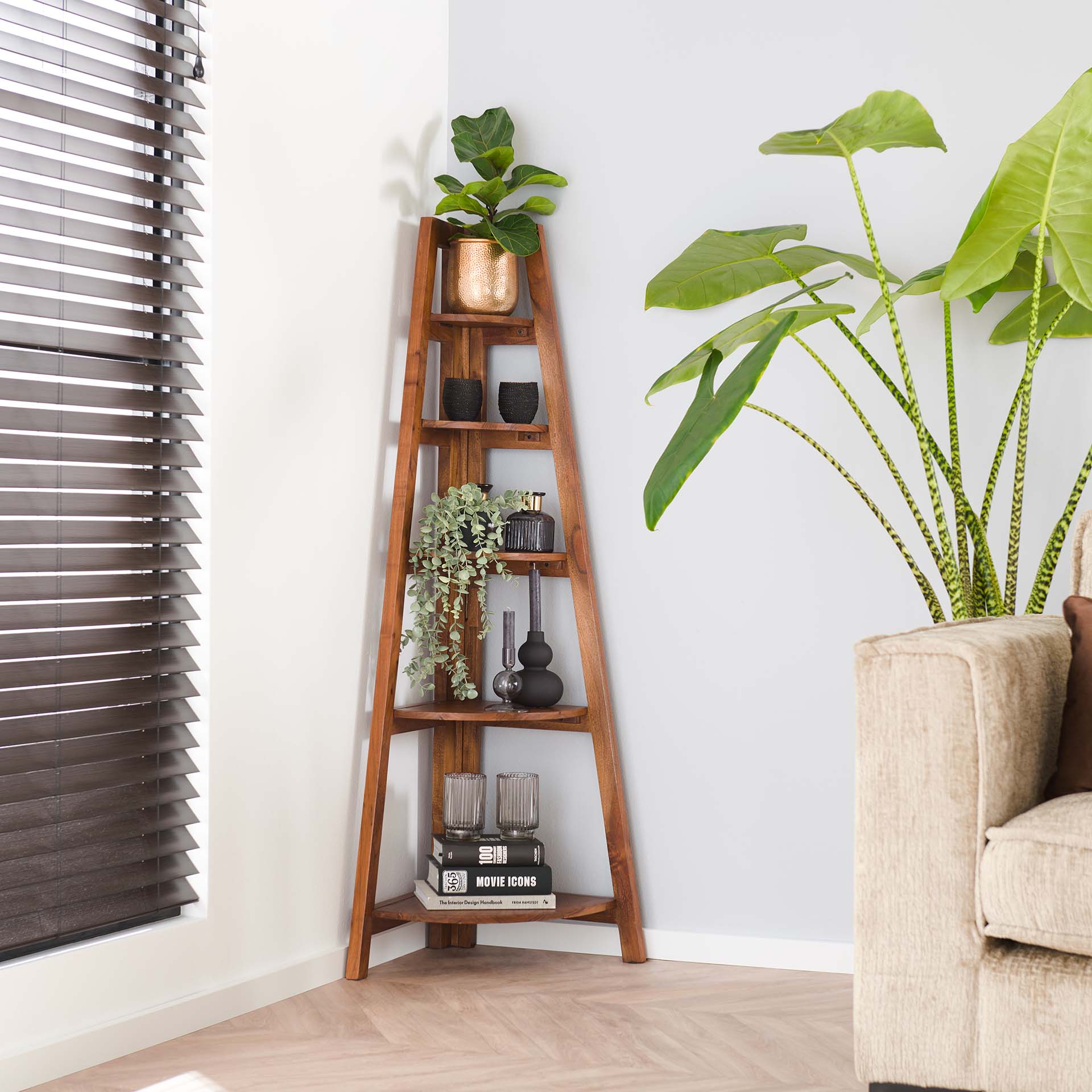 Etagère d'angle en bois d'acacia massif MELBOURNE