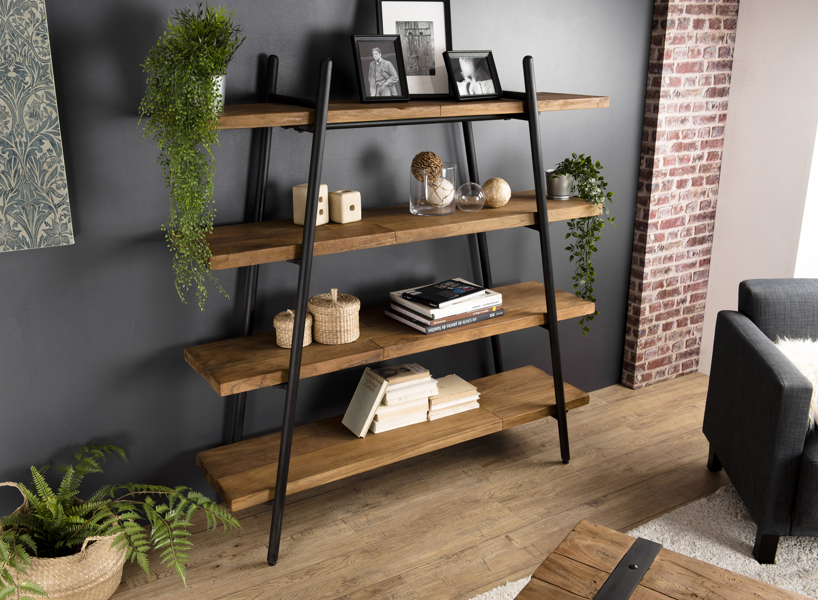 Etagère échelle teck recyclé SWING