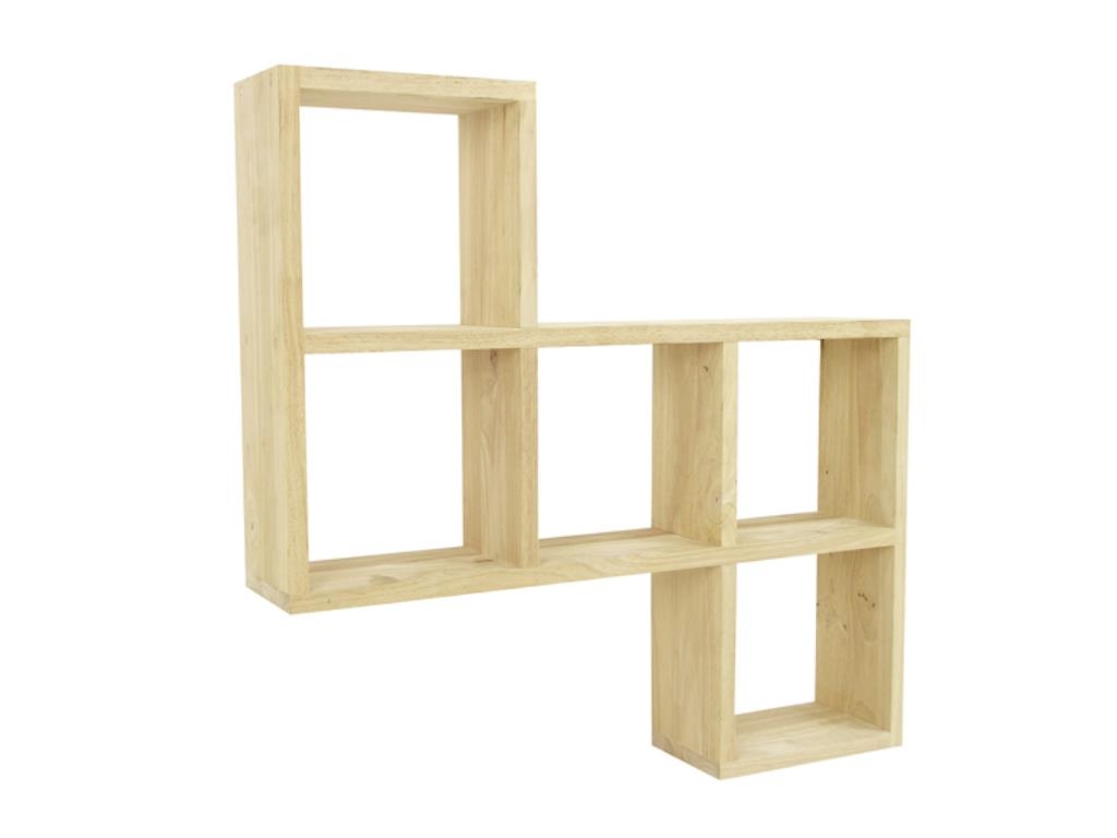 Etagère murale asymétrique hévéa 72x14x72cm MAORI