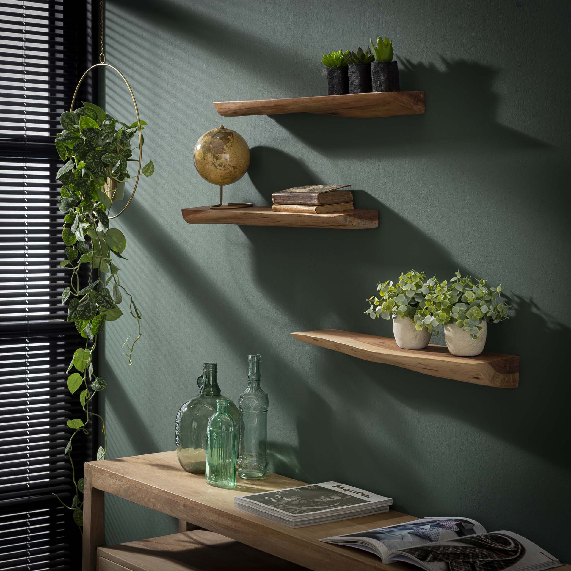 Etagère murale bois massif d'acacia (3 pièces) TRIBECA