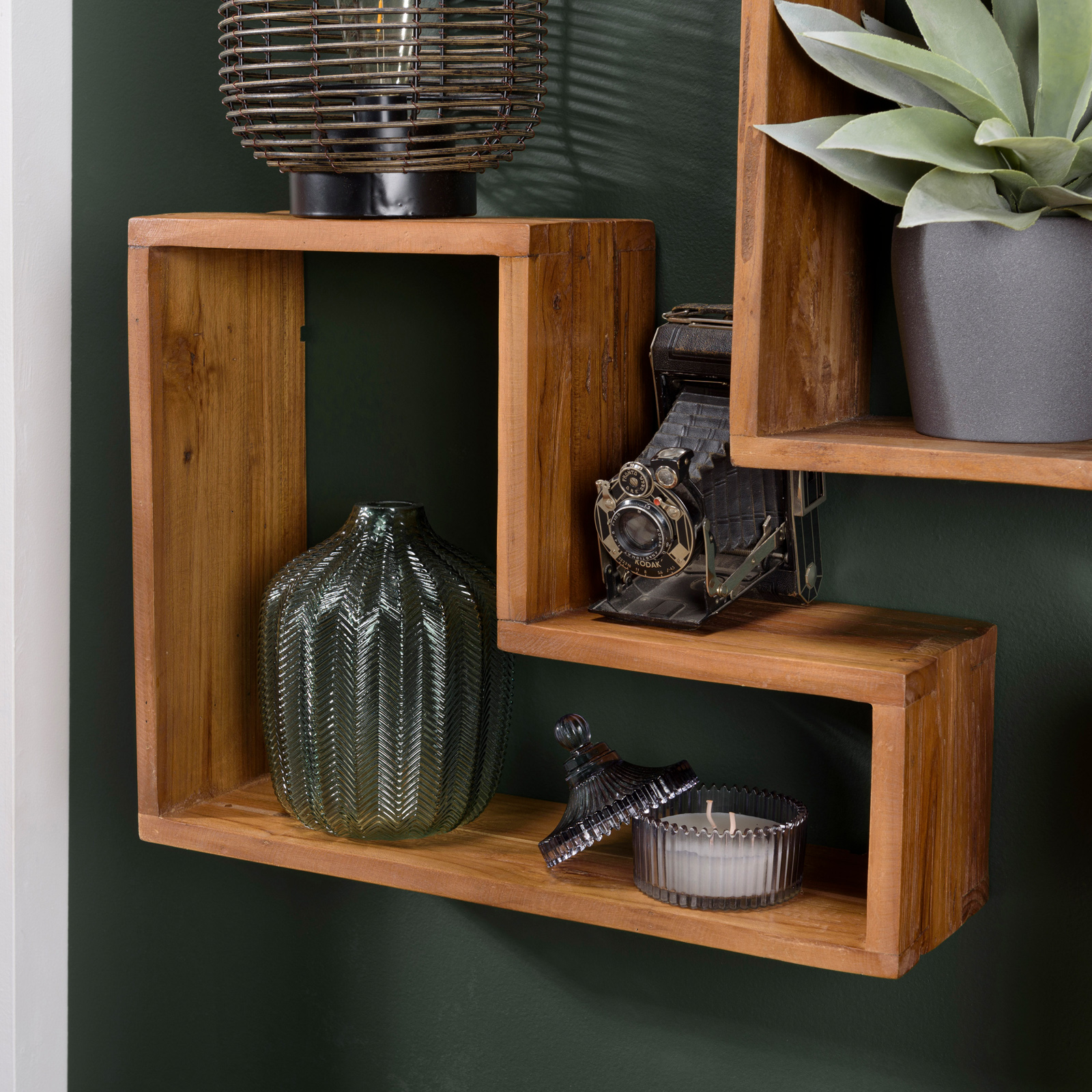 Etagère murale en L en bois recyclé de teck SWING