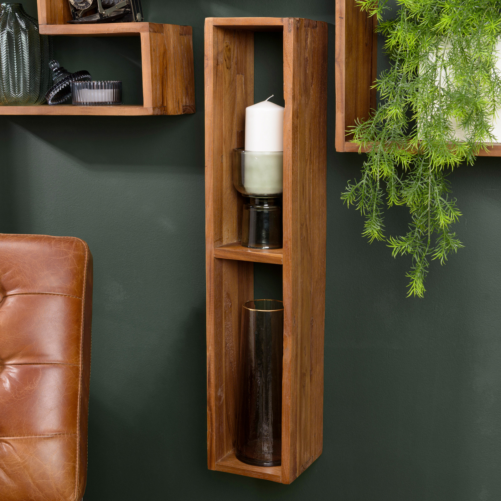 Etagère murale étroite en bois recyclé de teck SWING