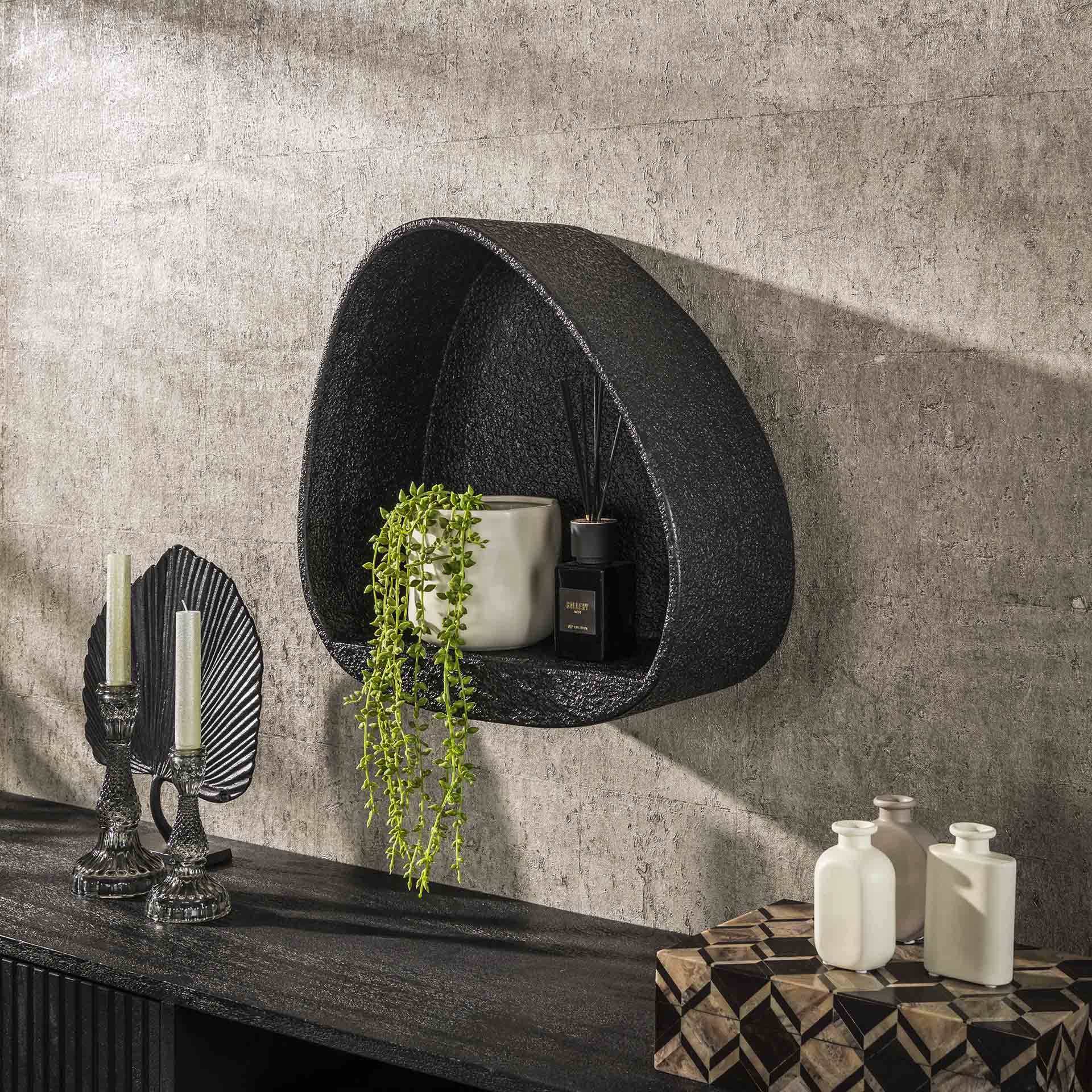 Etagère murale noire forme organique 45 cm TAJ