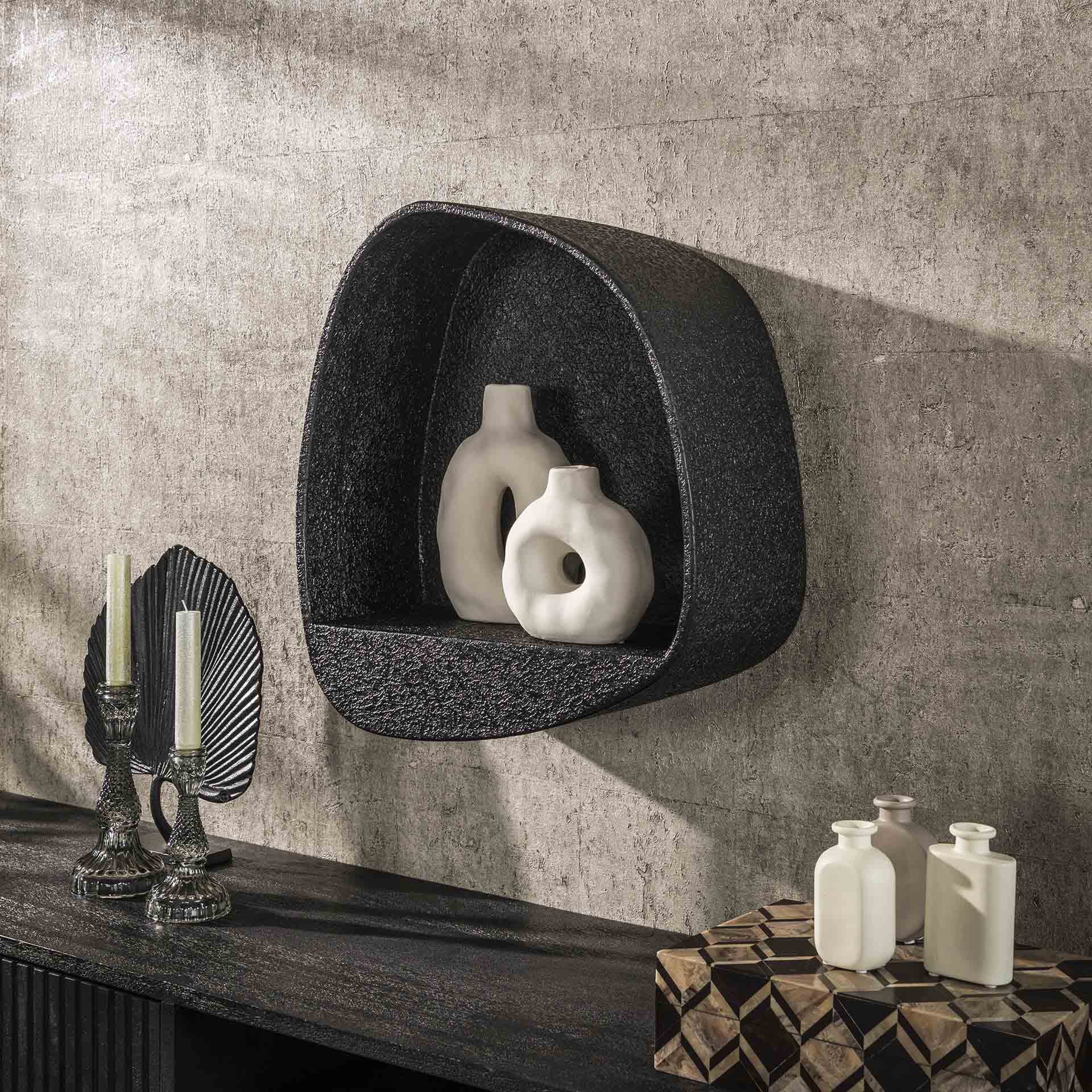 Etagère murale noire forme organique 48 cm TAJ