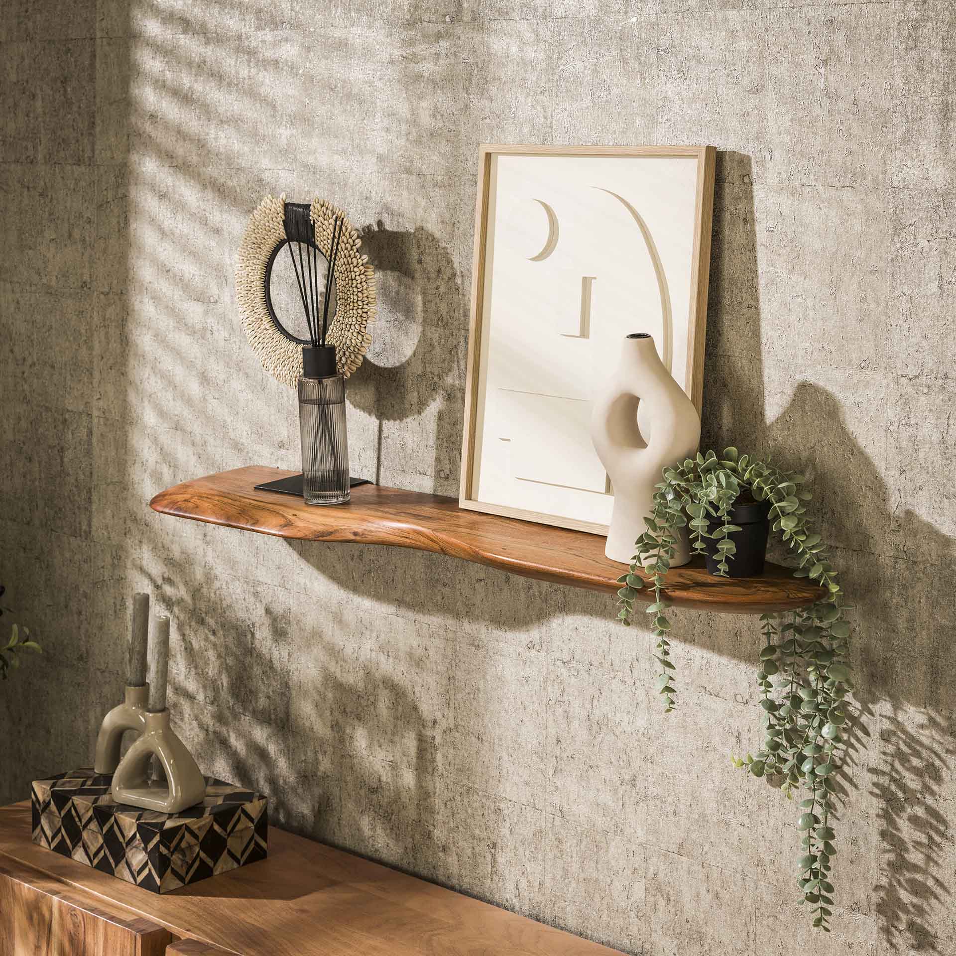 Etagère murale organique en bois d'acacia 120 cm MELBOURNE