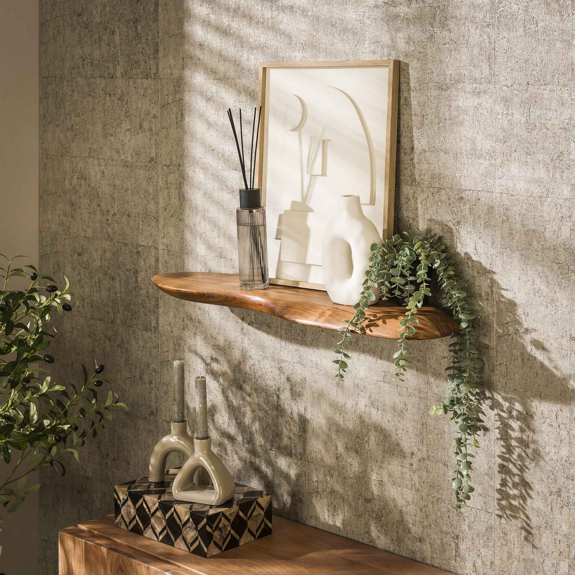 Etagère murale organique en bois d'acacia 90 cm MELBOURNE