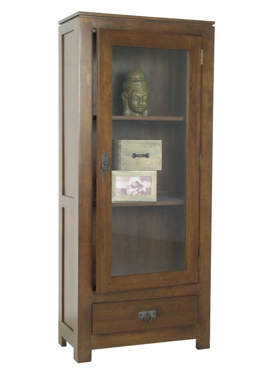 Etagère vitrée hévéa 60x140cm HELENA