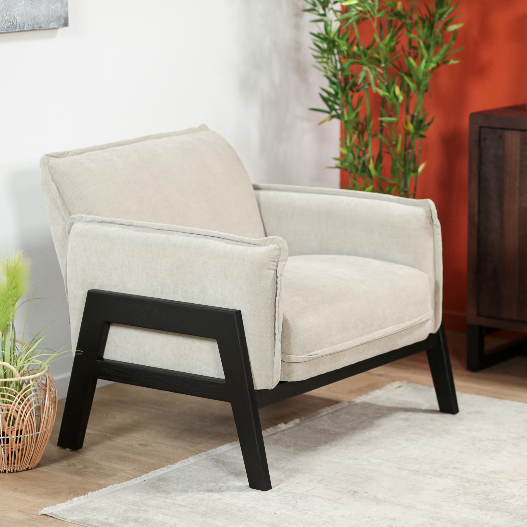 Fauteuil beige contemporain BERGAME