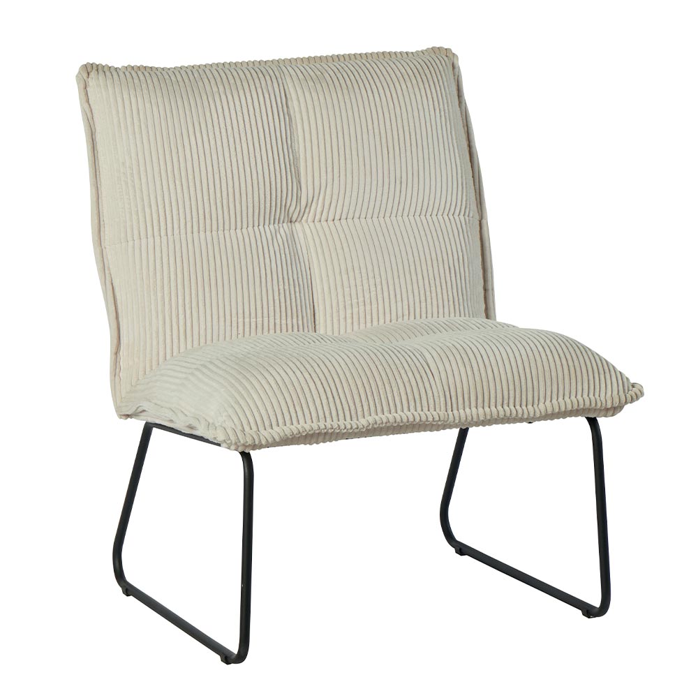 Fauteuil capitonné velours côtelé blanc MALMOE