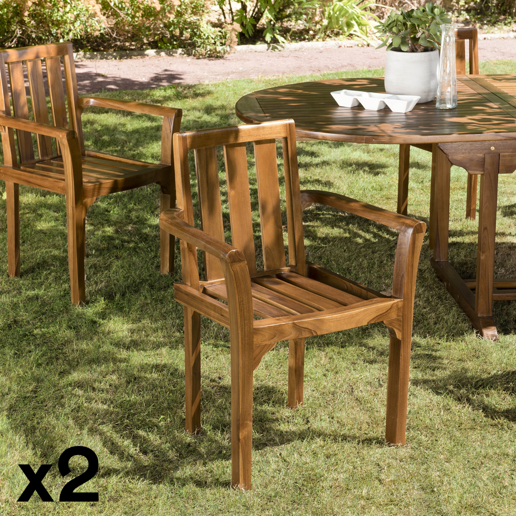 Fauteuil de jardin en teck  (lot de 2) SUMMER