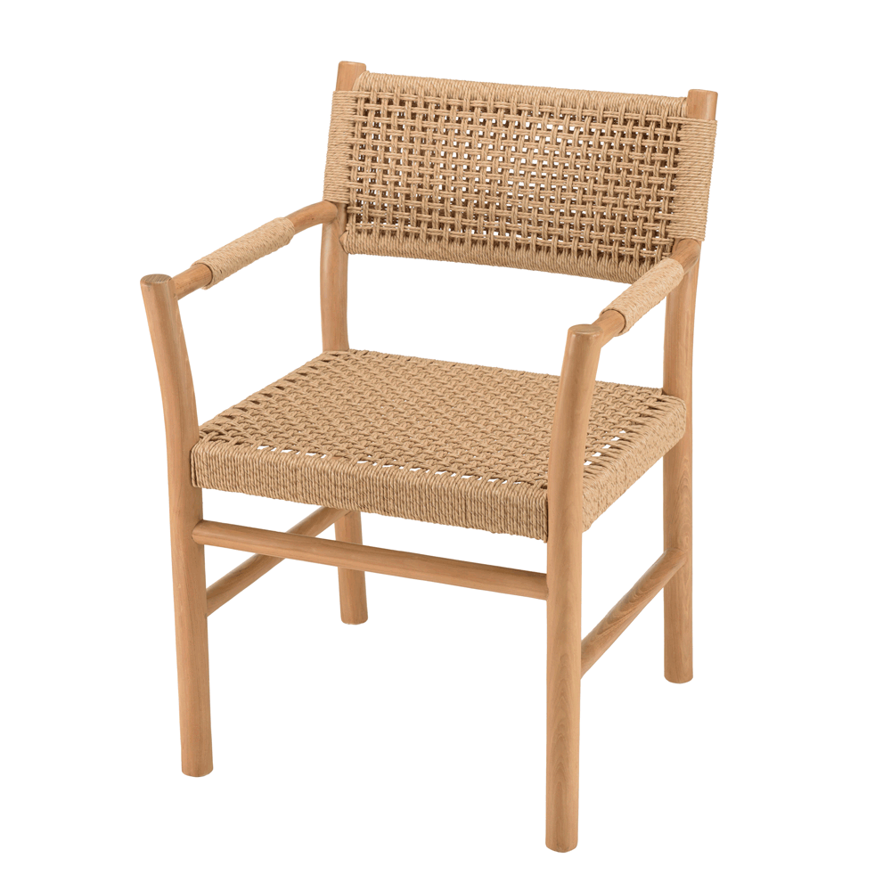 Fauteuil de jardin en teck tressage couleur naturelle (lot de 2) SUMMER