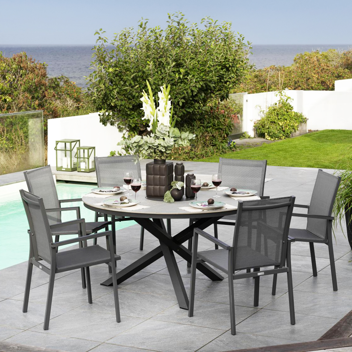 Fauteuil de jardin gris anthracite en aluminium (lot de 2) OSLO