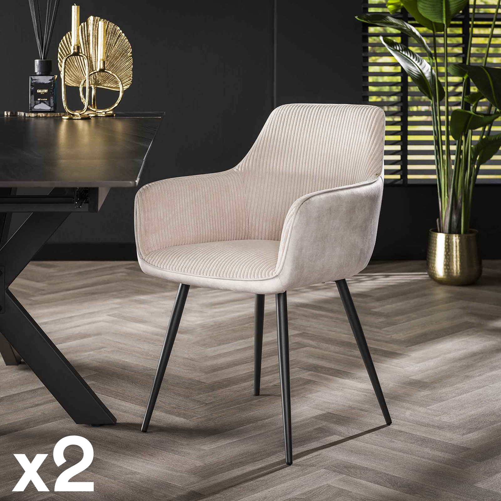 Fauteuil de table blanc gris bi-matière (lot de 2) GALWAY