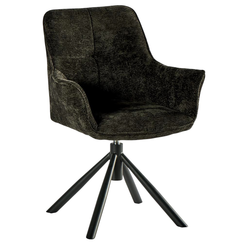 Fauteuil de table pivotant tissu noir (lot de 2) IENA