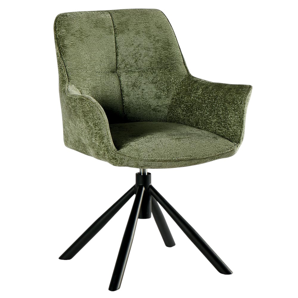 Fauteuil de table pivotant tissu vert (lot de 2) IENA