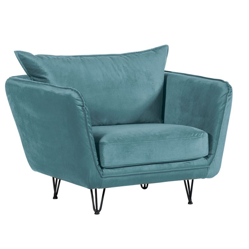 Fauteuil en velours bleu pétrole EPIKA