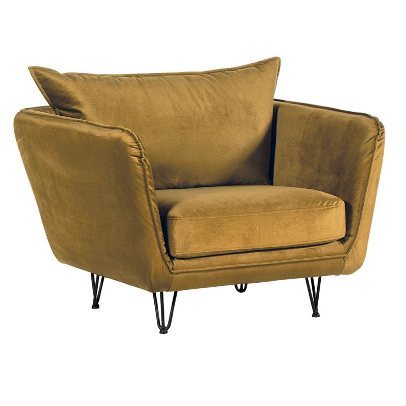 Fauteuil en velours ocre EPIKA