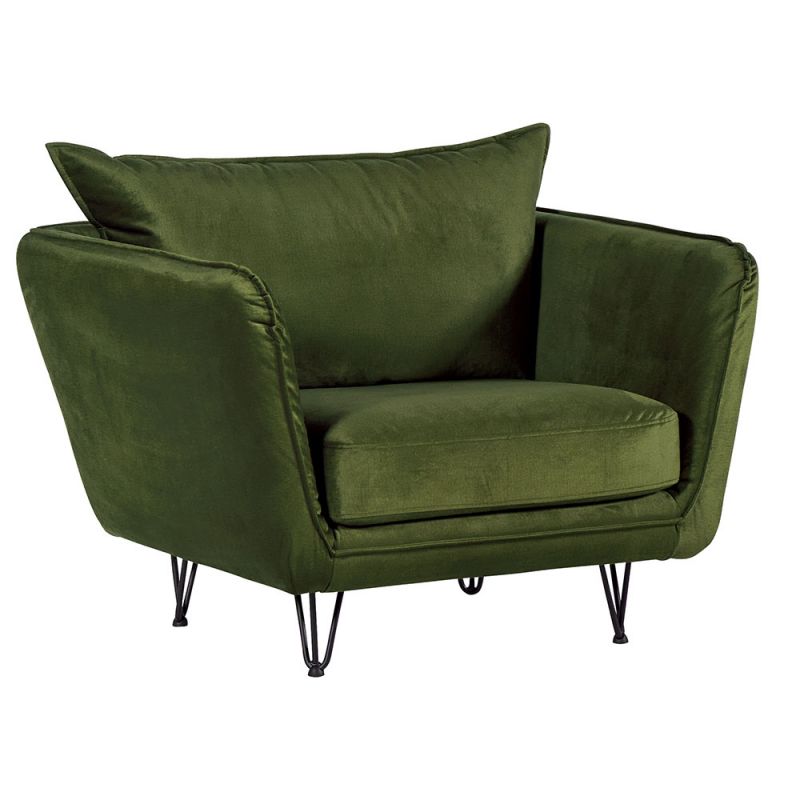 Fauteuil en velours vert kaki EPIKA